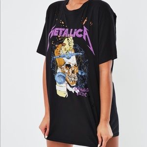 missguided black metallica oversized graphic tee